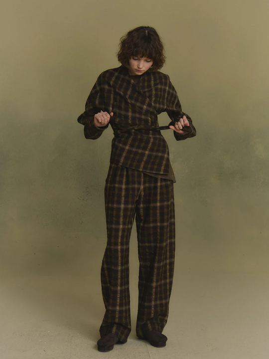 Brown jacket, full body view