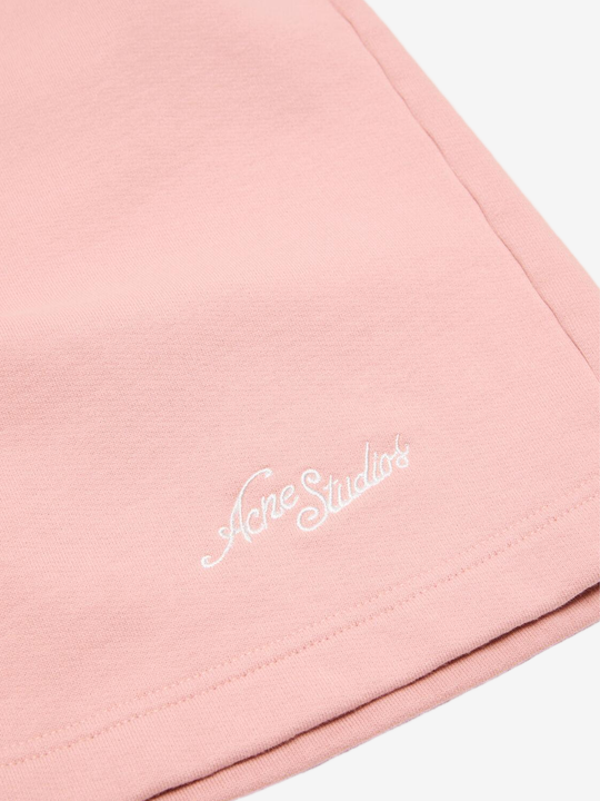 Close up of Pink shorts, showing texture of the 100% cotton fabric