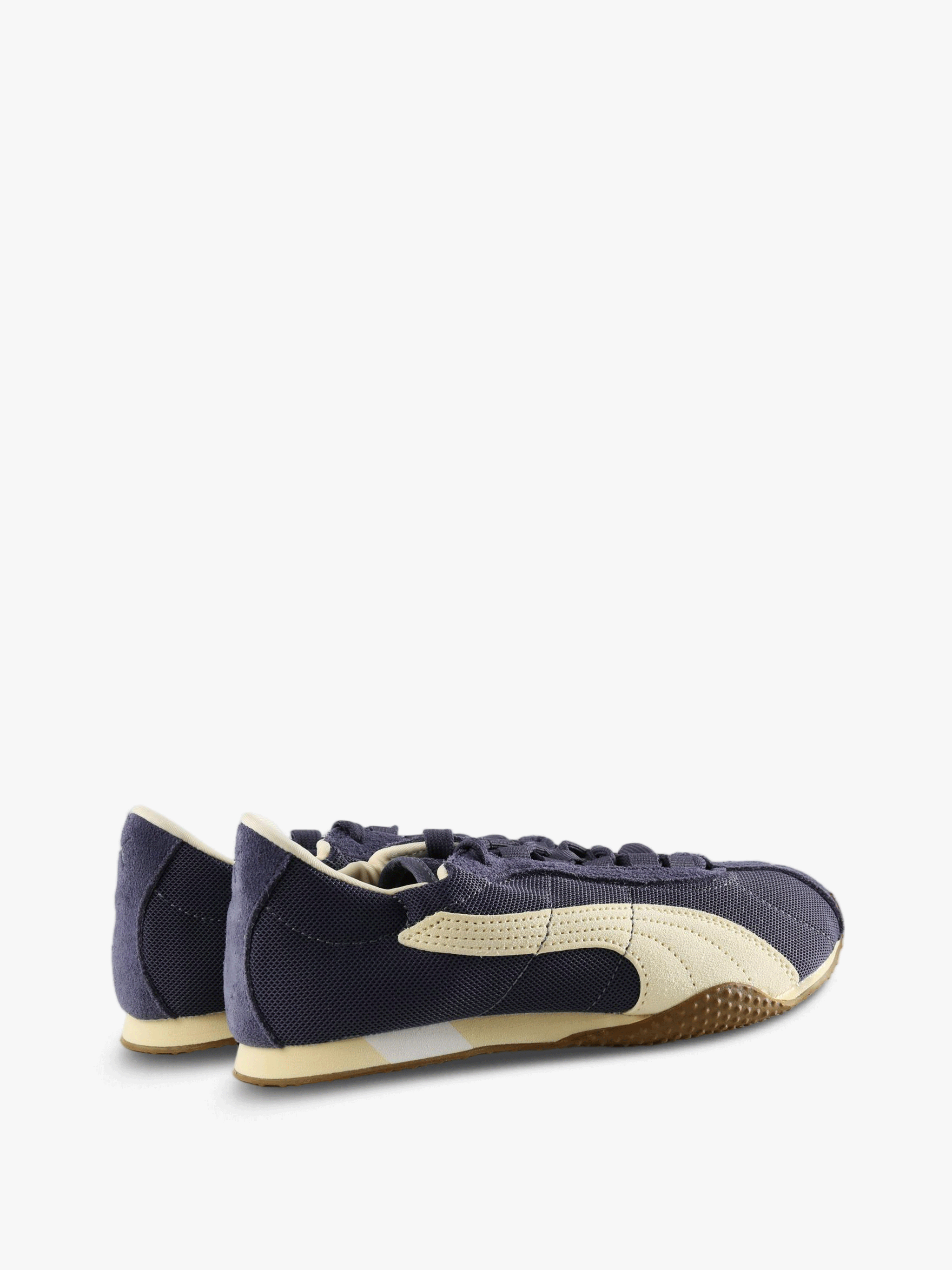 Navy shoes, side view