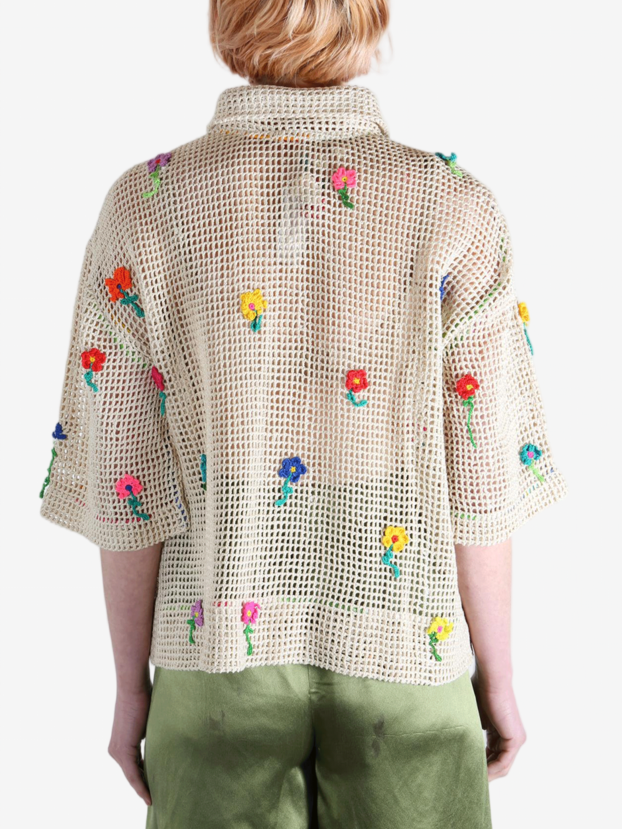 Tan shirts worn b a perosn, showing the shirt's fit