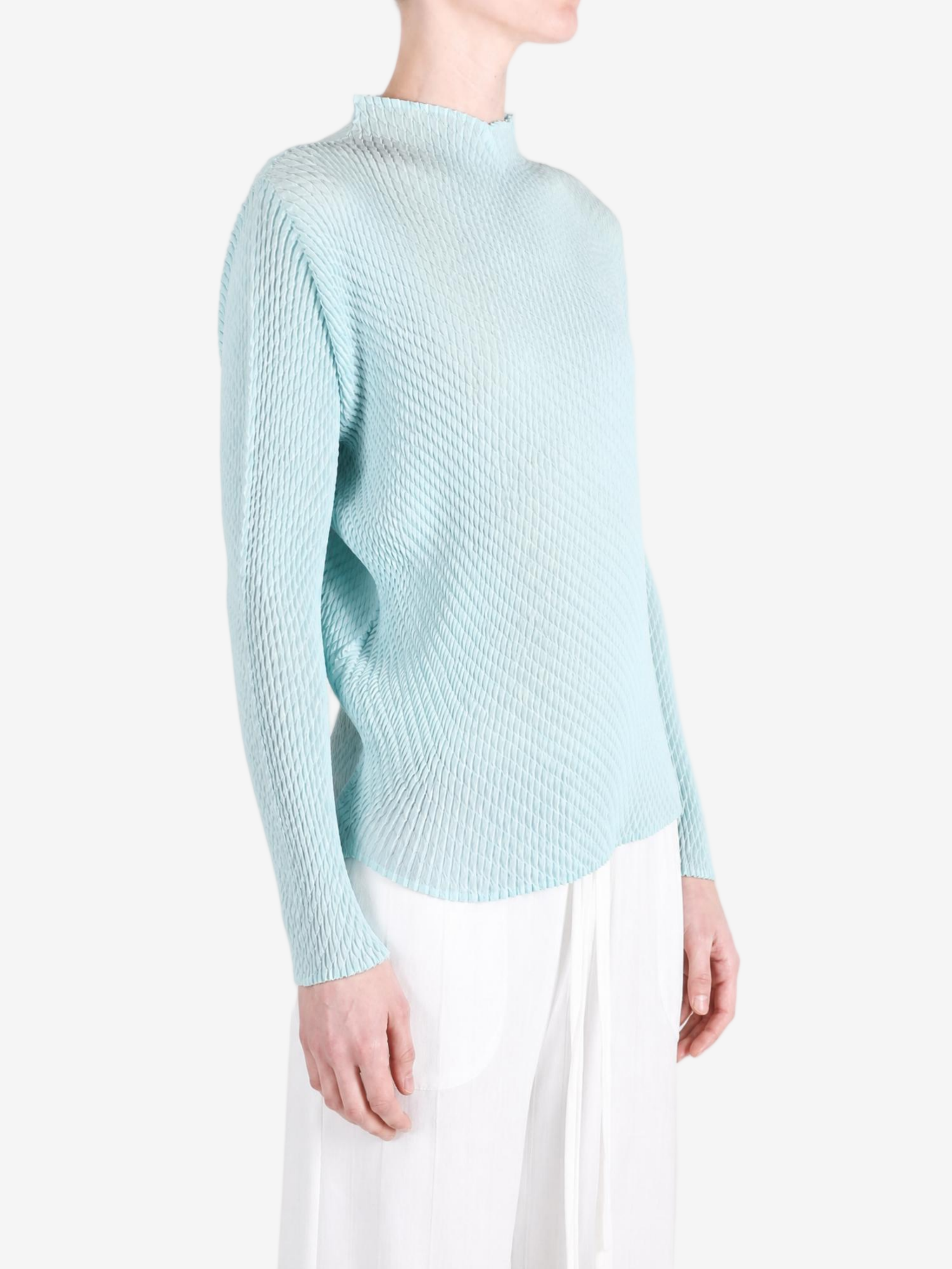 Blue shirt worn by a person, showing the shirt fit