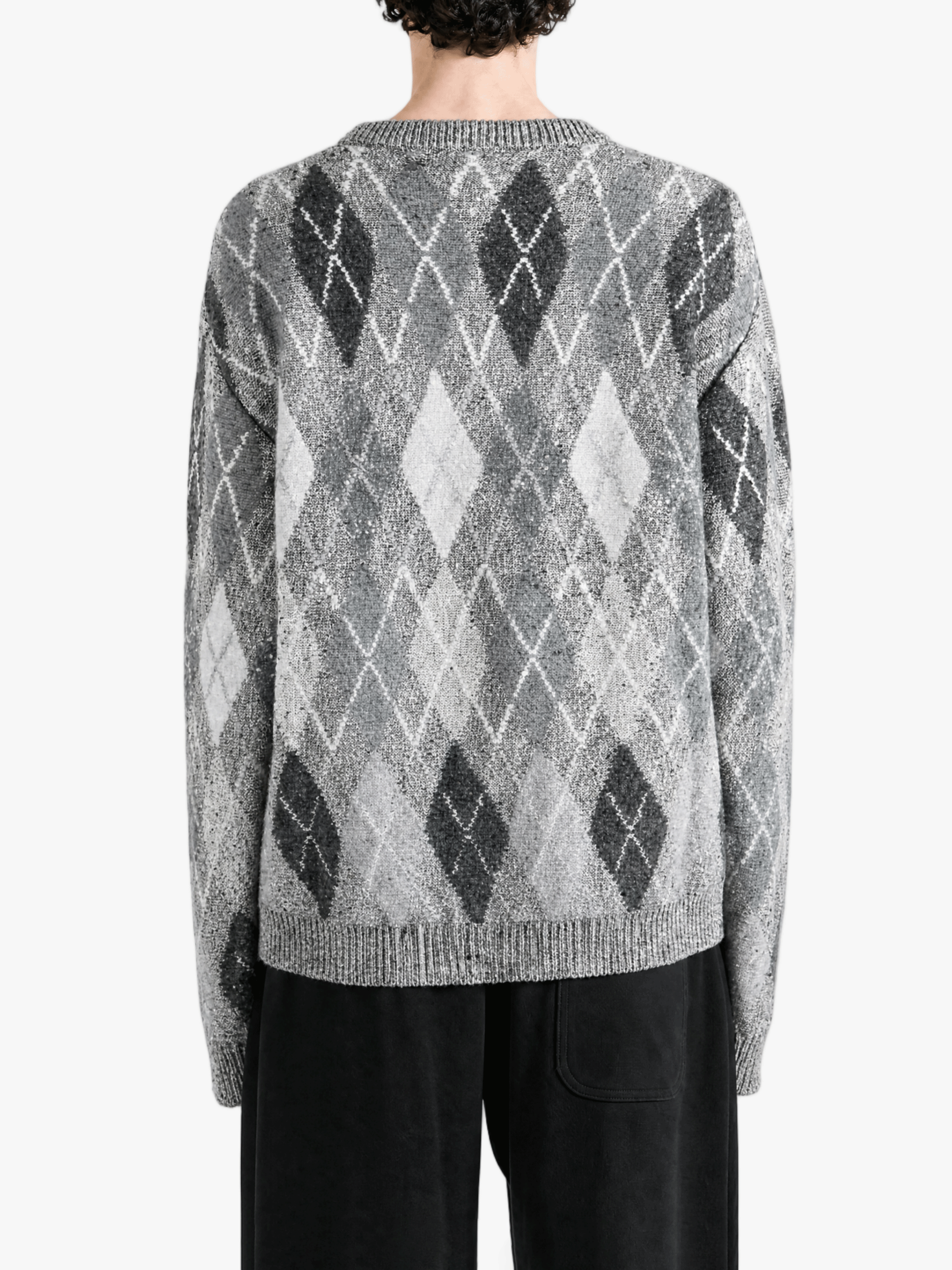 Grey knitwear, full body view