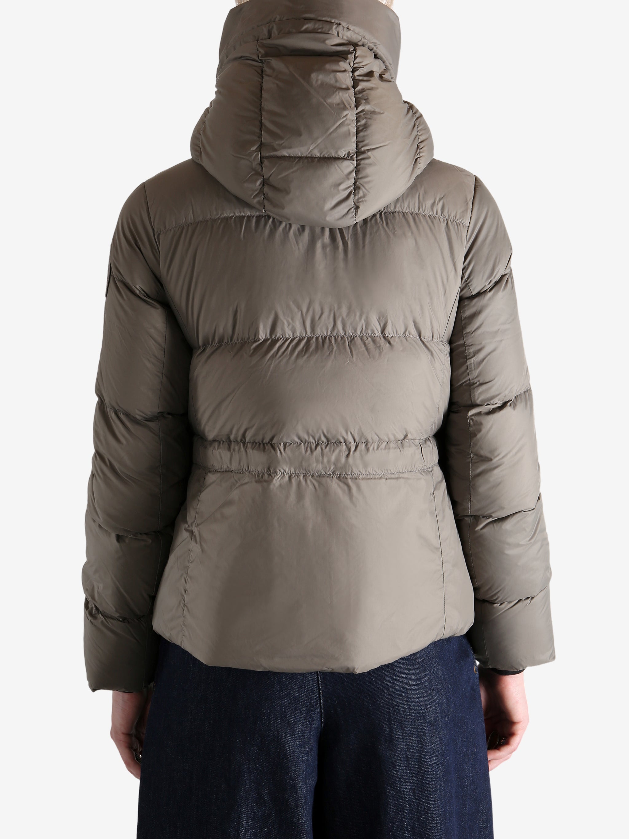 Grey jacket worn by a person, showing the jacket's fit
