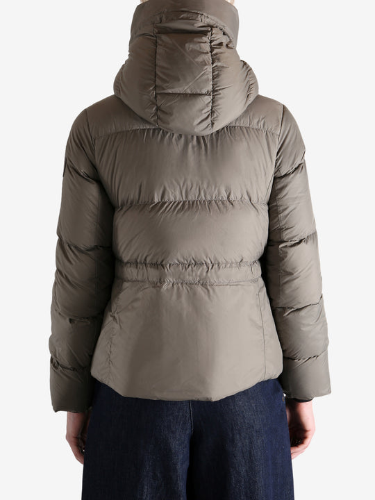 Grey jacket worn by a person, showing the jacket's fit