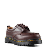 Burgundy shoes, front view