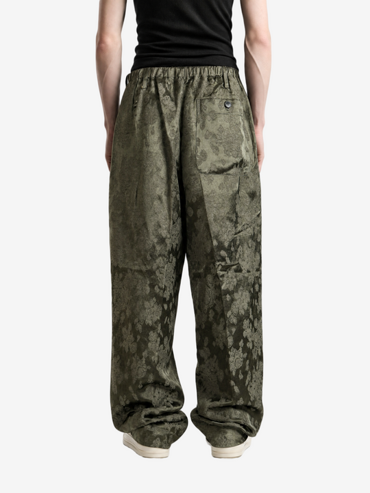 Green pants, full body view