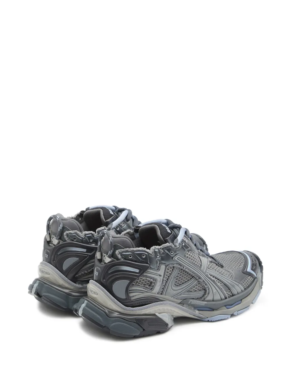 Grey sneakers, back view