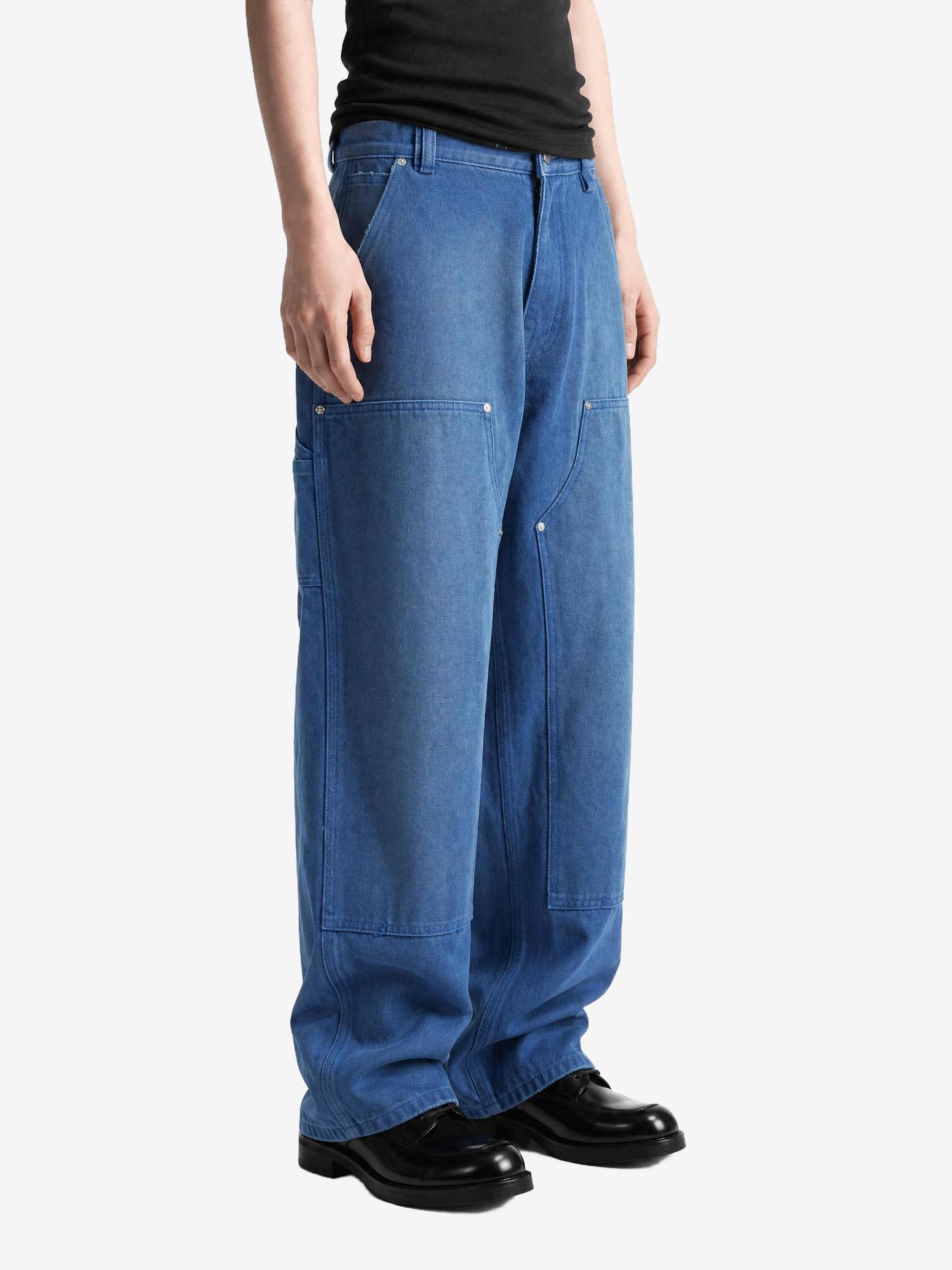 Blue pants, full body view