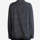 Navy shirt, full body view