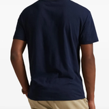 Blue t-shirts worn by a person, showing the t-shirts fit