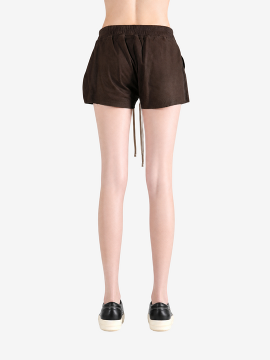 Brown shorts, full body view