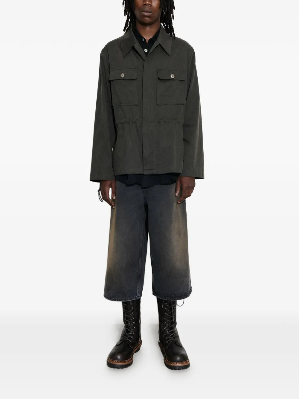 Green jacket, full body view