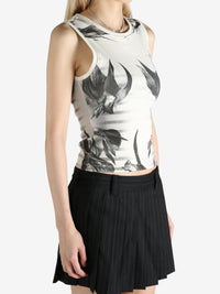 JEAN PAUL GAULTIER - Women Printed "Flower Body Morphing Mariniere" Cotton Tank Top