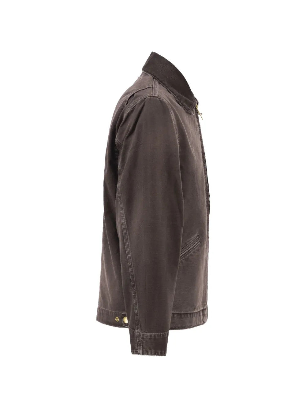 Brown jacket worn by a person, showing the jacket fit