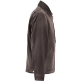 Brown jacket worn by a person, showing the jacket fit