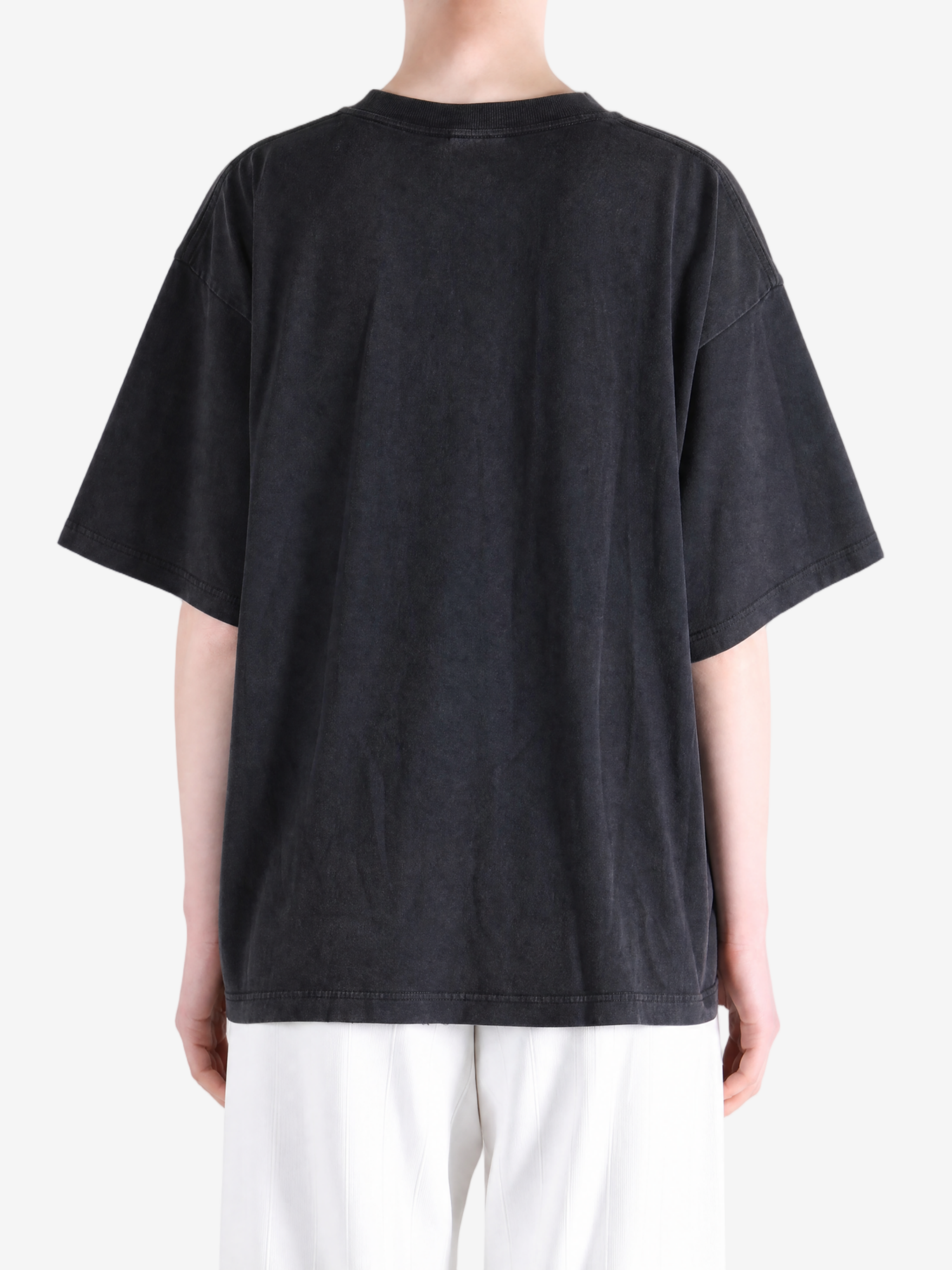 Black t-shirt, full body view