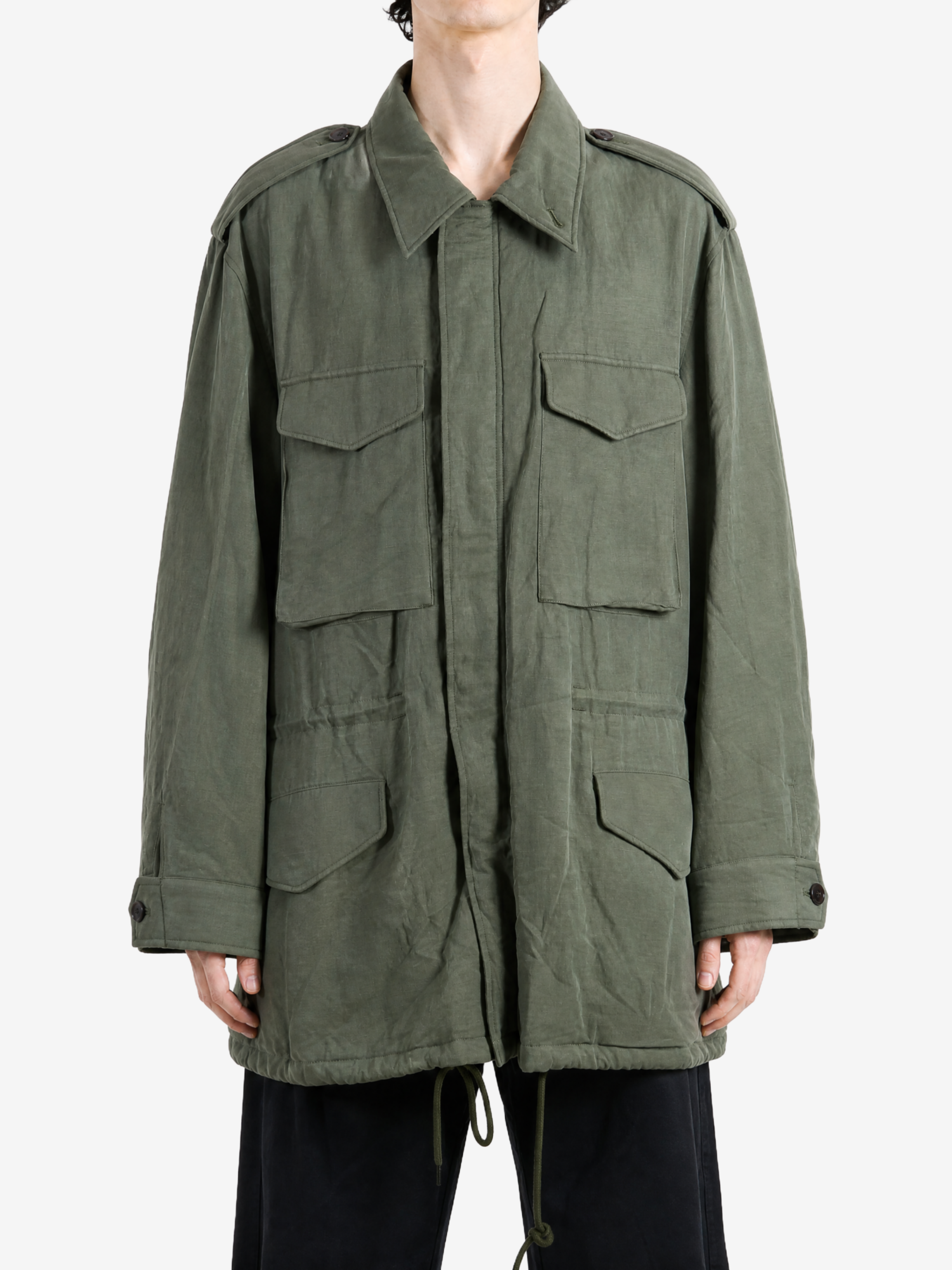 Green jacket, full body view
