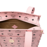 Close up of pink bag, showing texture of the cotton fabric