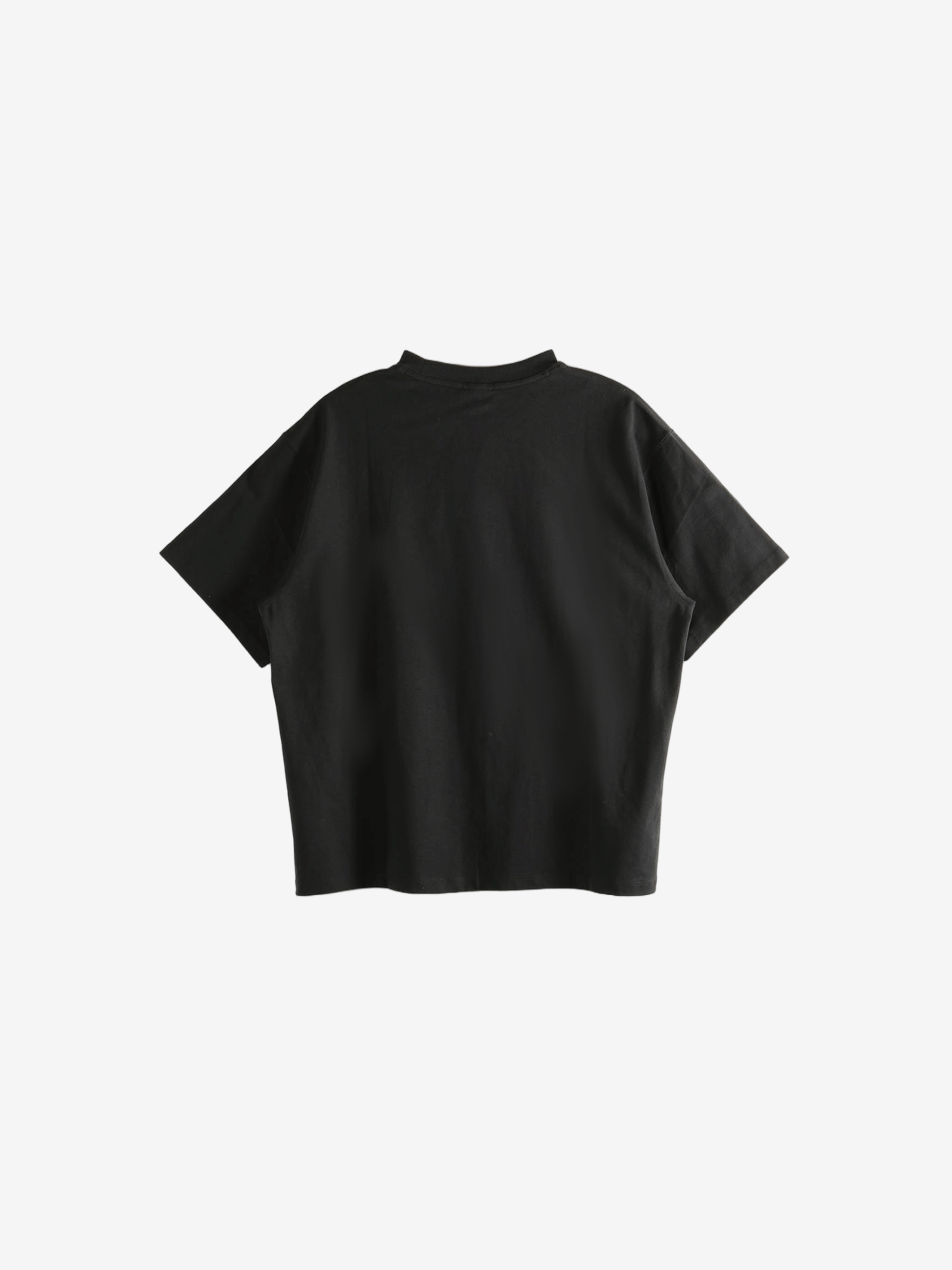 Black t-shirts, back view
