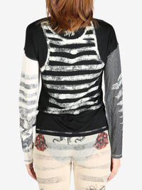 JEAN PAUL GAULTIER - Women Printed "Tattoo" Thin Jersey Long Sleeves Top