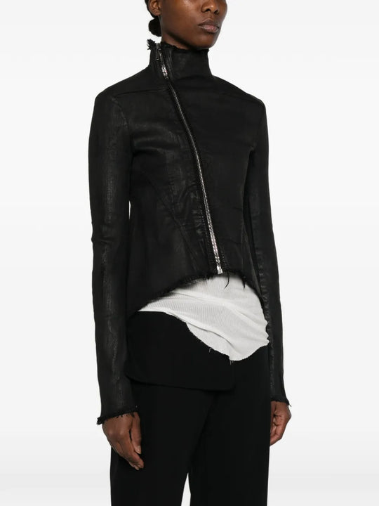 Black jacket worn by a person, showing the jacket fit