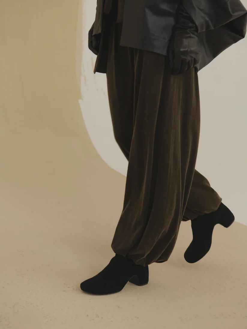 Brown pants, full body view