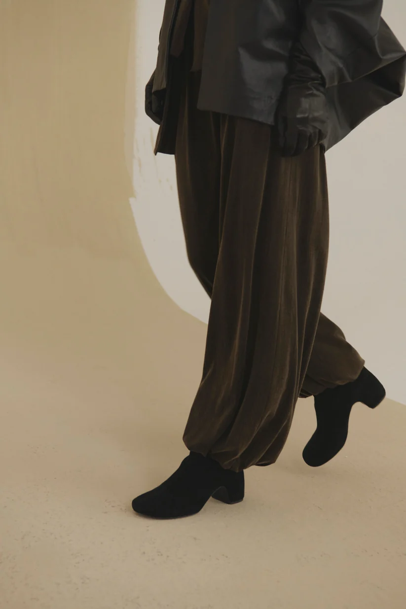 Brown pants, full body view