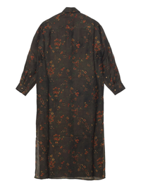 Brown dress, back view showing floral print