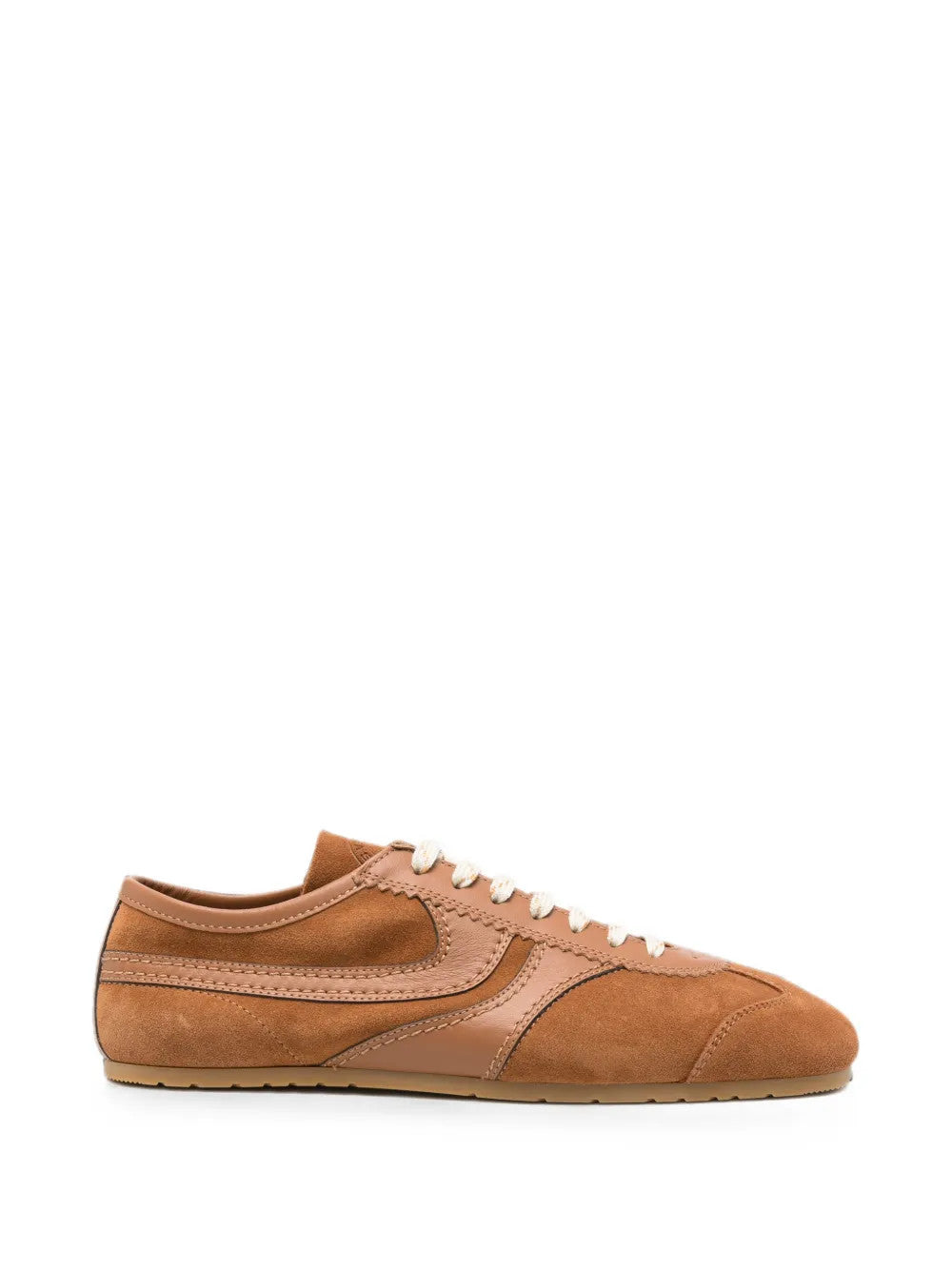 Tan shoes, side view