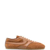 Tan shoes, side view