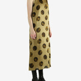 Tan dress, full body view