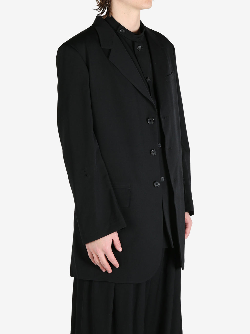 YOHJI YAMAMOTO POUR HOMME - Men Wool Gabardine Back Opening Jacket