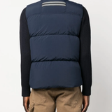 Navy jacket, full body view