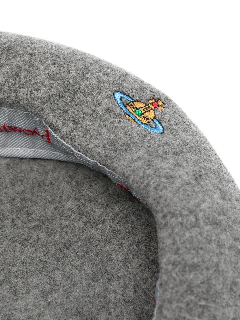 Close up of Grey hat, showing detail