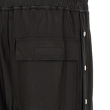 Close up of black pants,showing texture of the fabric