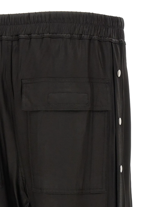 Close up of black pants,showing texture of the fabric