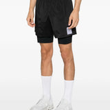 Black shorts, full body view