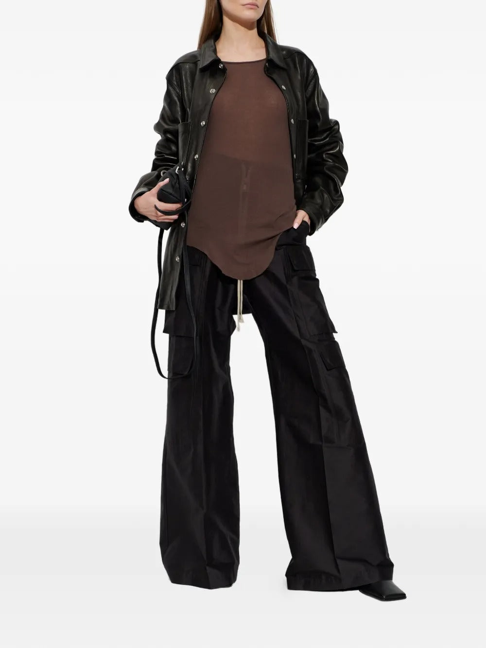 Brown tops, full body view