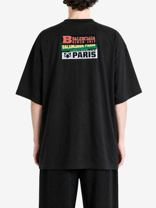Black t-shirt, full body view