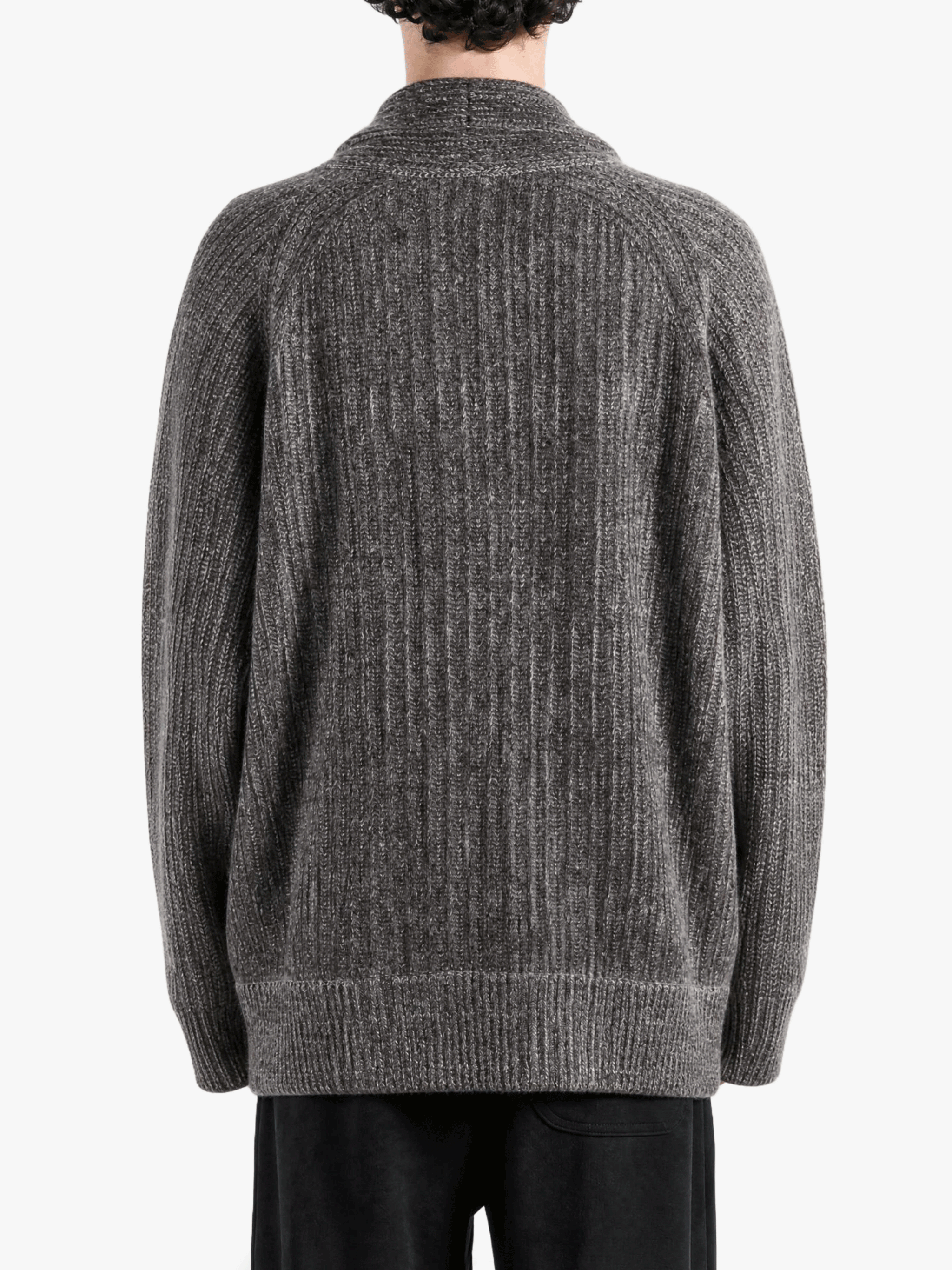 Grey knitwear, full body view