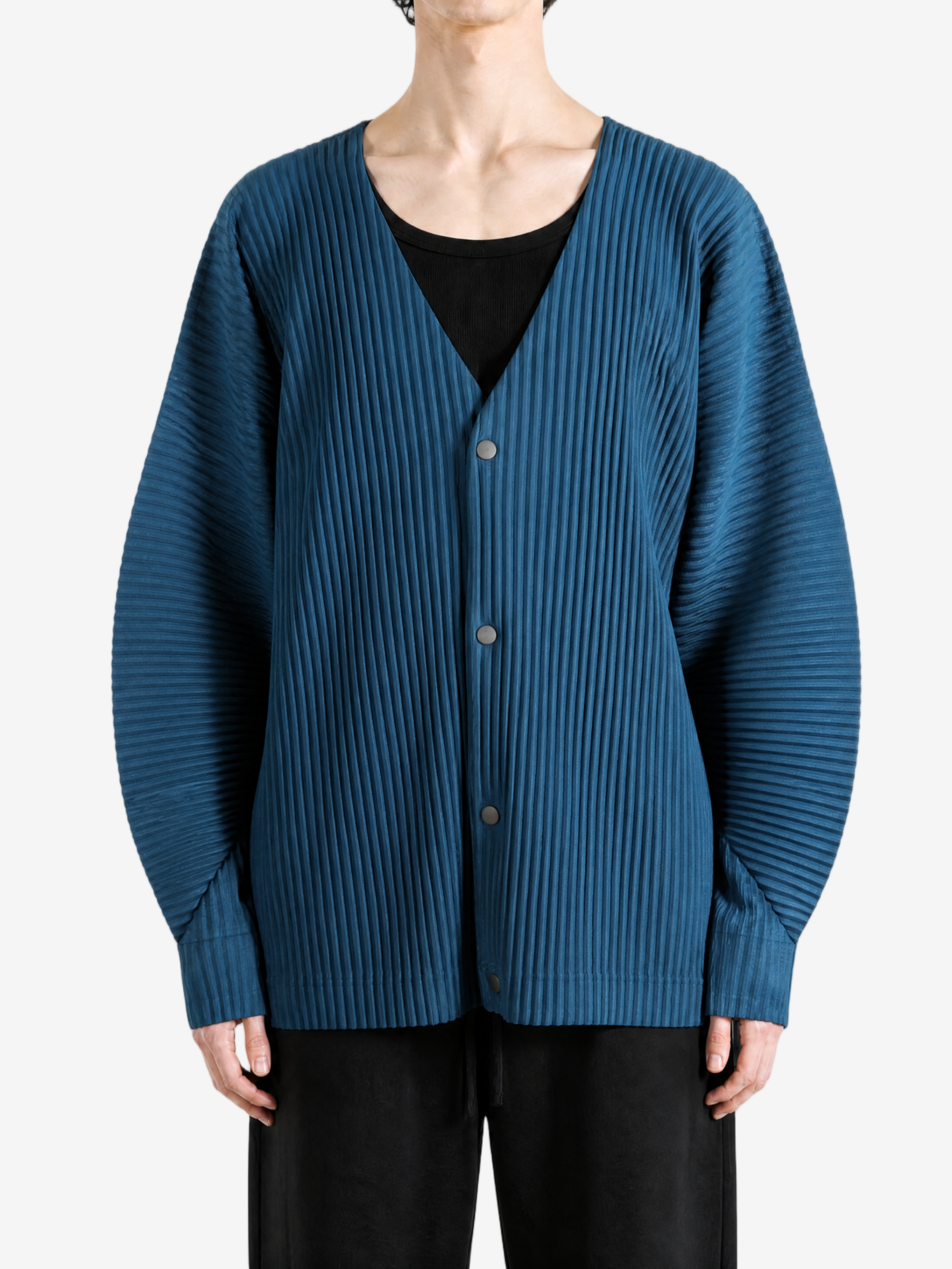 Blue shirt, full body view