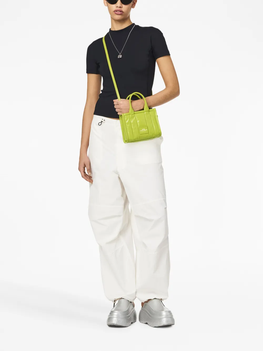 Green bag, full body view