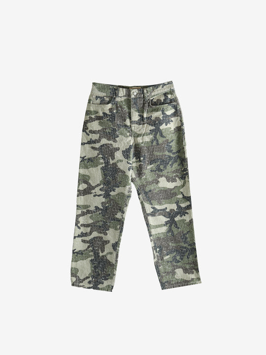 Green jeans, front view