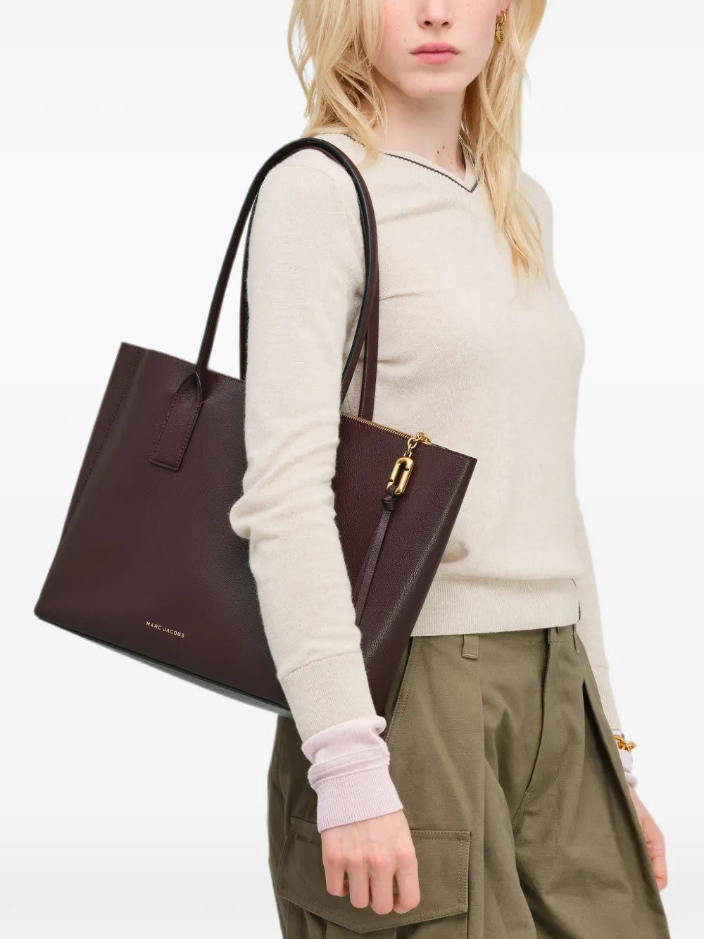 Burgundy bag, side view