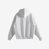 Grey hoodie, back view