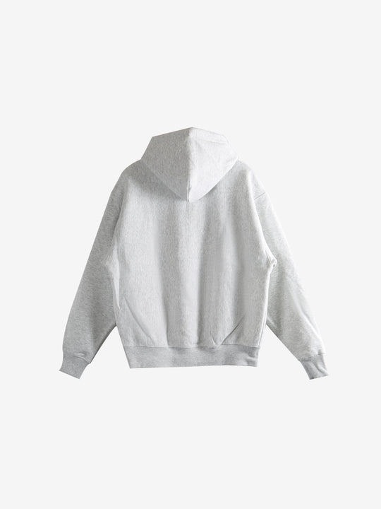 Grey hoodie, back view