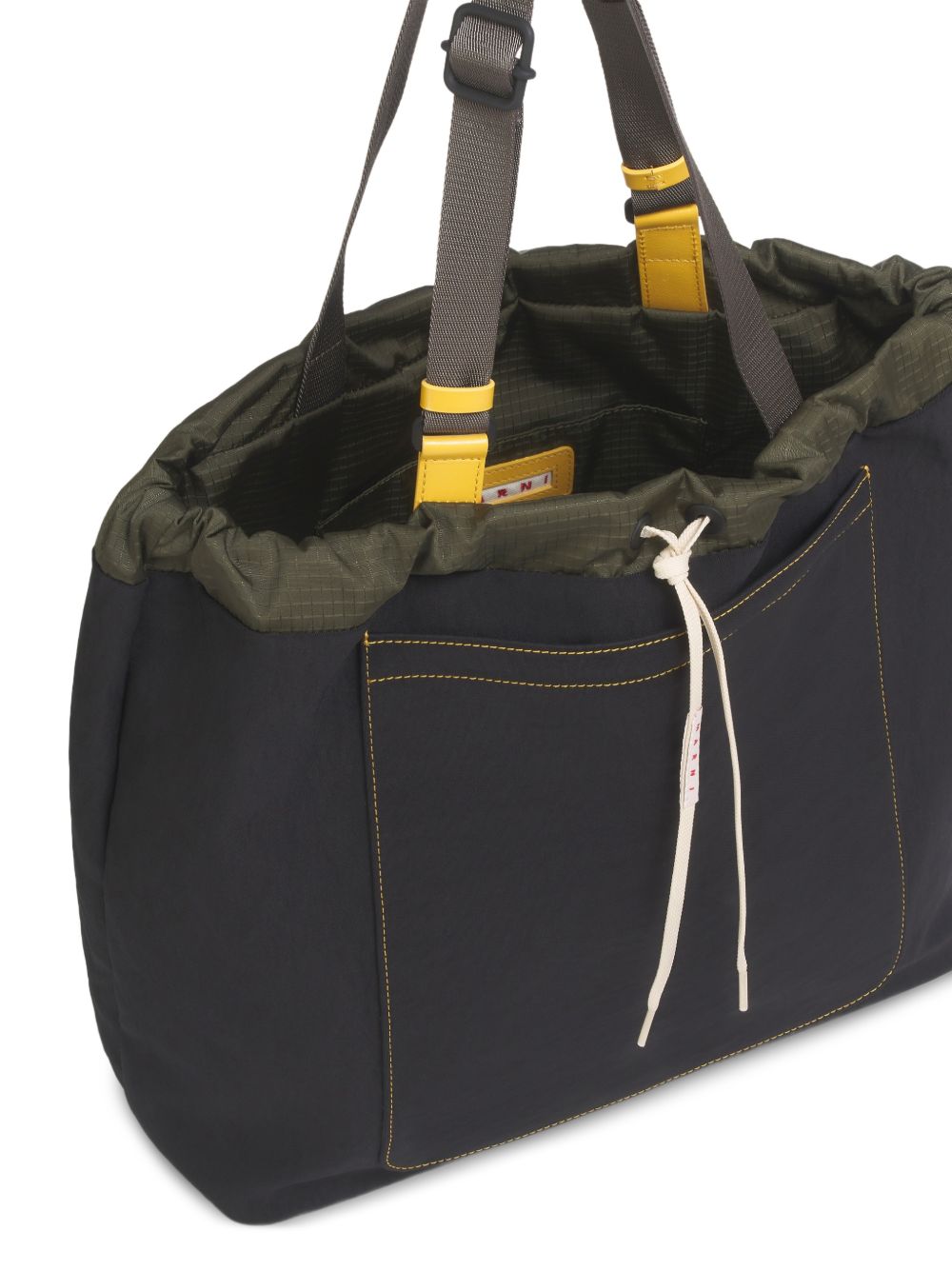 Close up of black bags, showing texture of the polyamide fabric