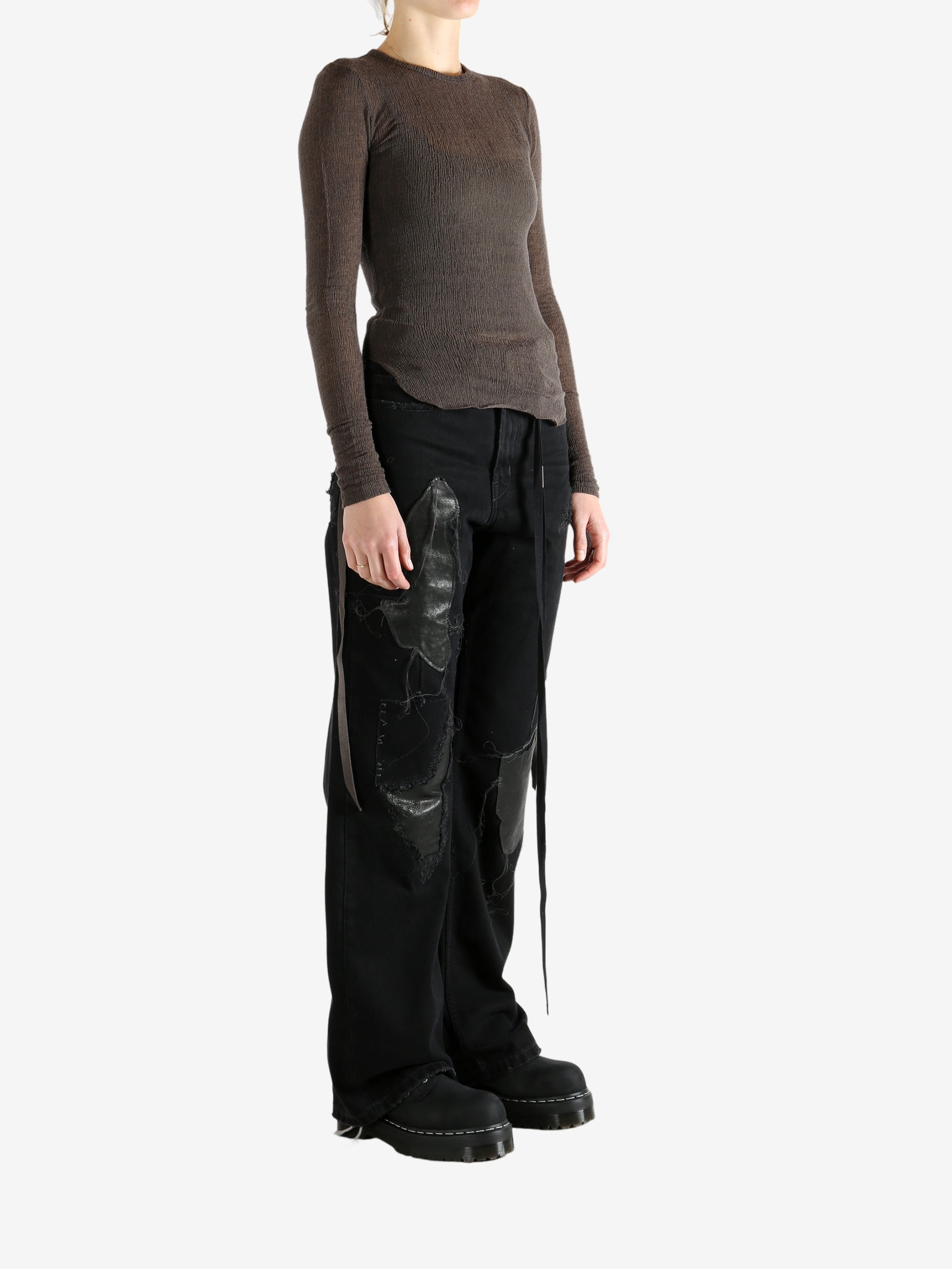 Brown tops, full body view