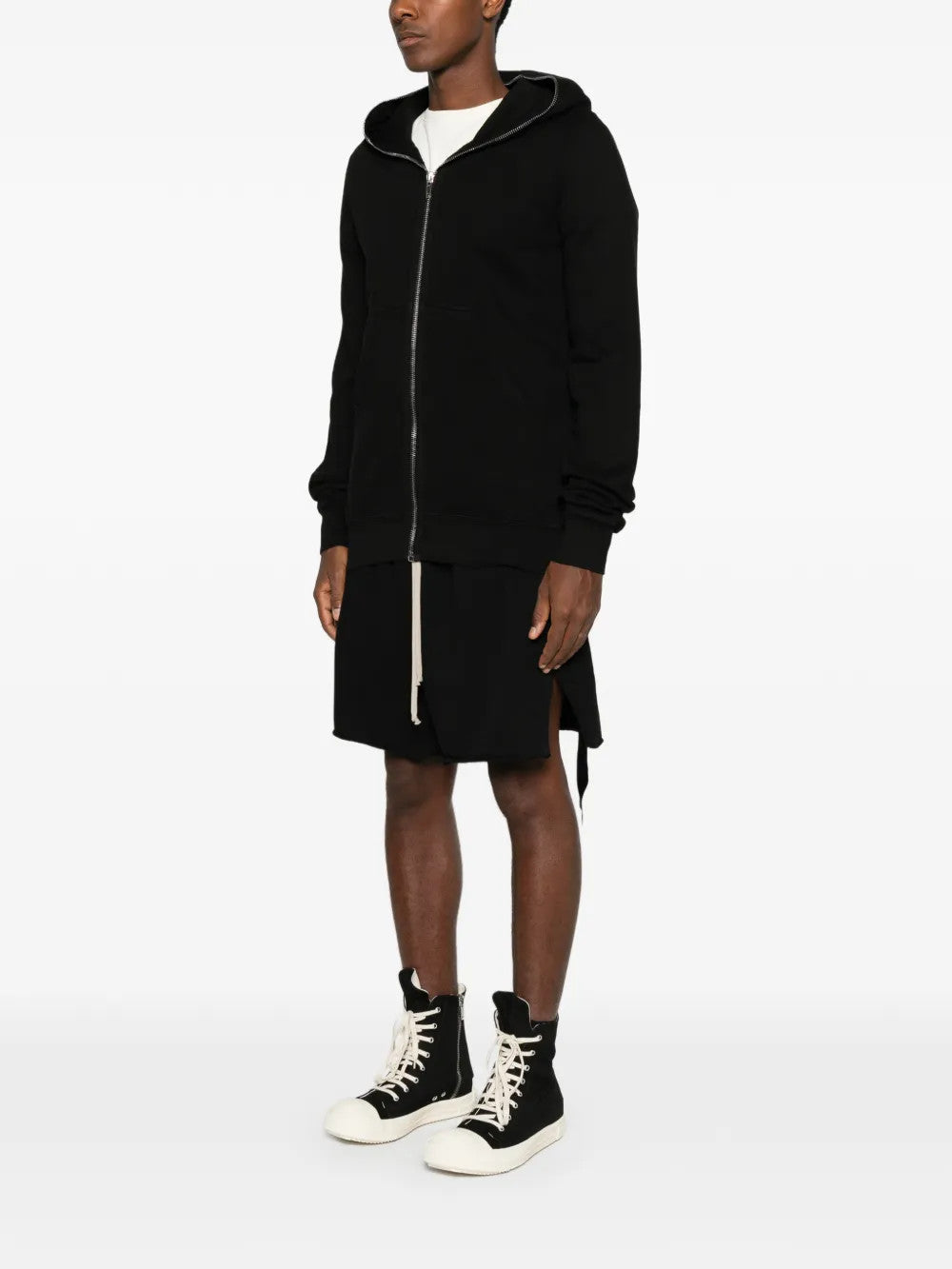 Black hoodie, full body view