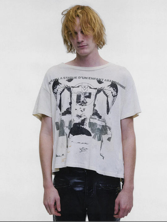 Tan t-shirt, full body view